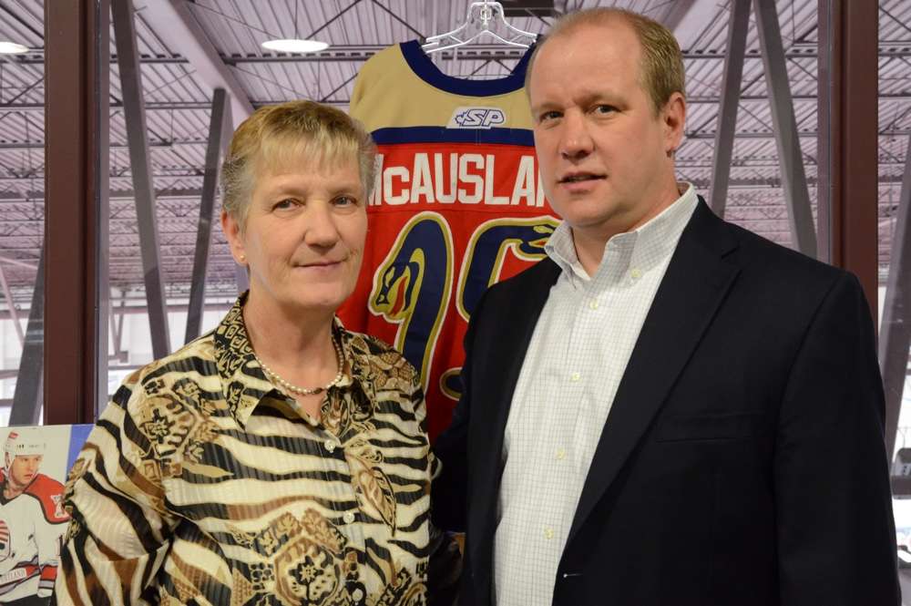 Marj and Darren McAusland at his Induction in 2014. Photo by Stan Neufeld