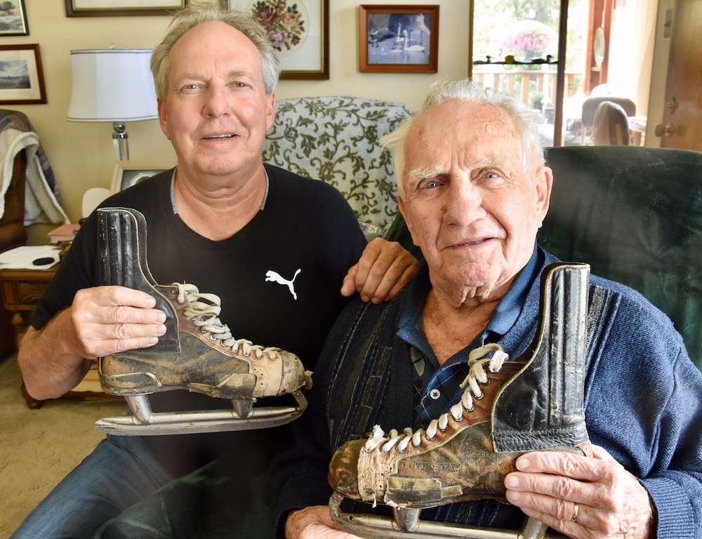 Billy Jr. and Billy Sr. proudly display this well worn pair of Tacks. Photo by Stan Neufeld