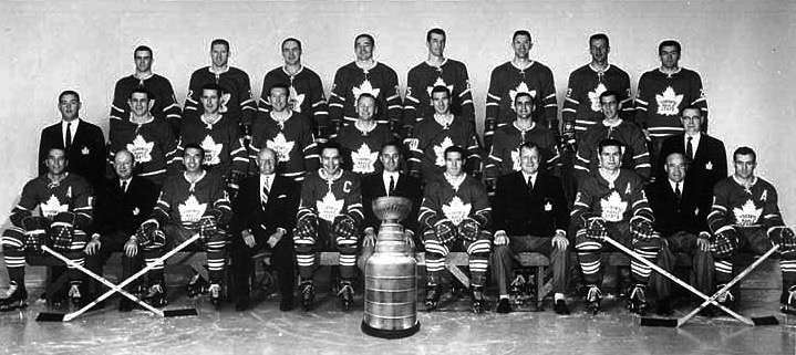 Toronto Maple Leafs, Stanley Cup champions, 1961-62. Johnny MacMillan is in back row far right.