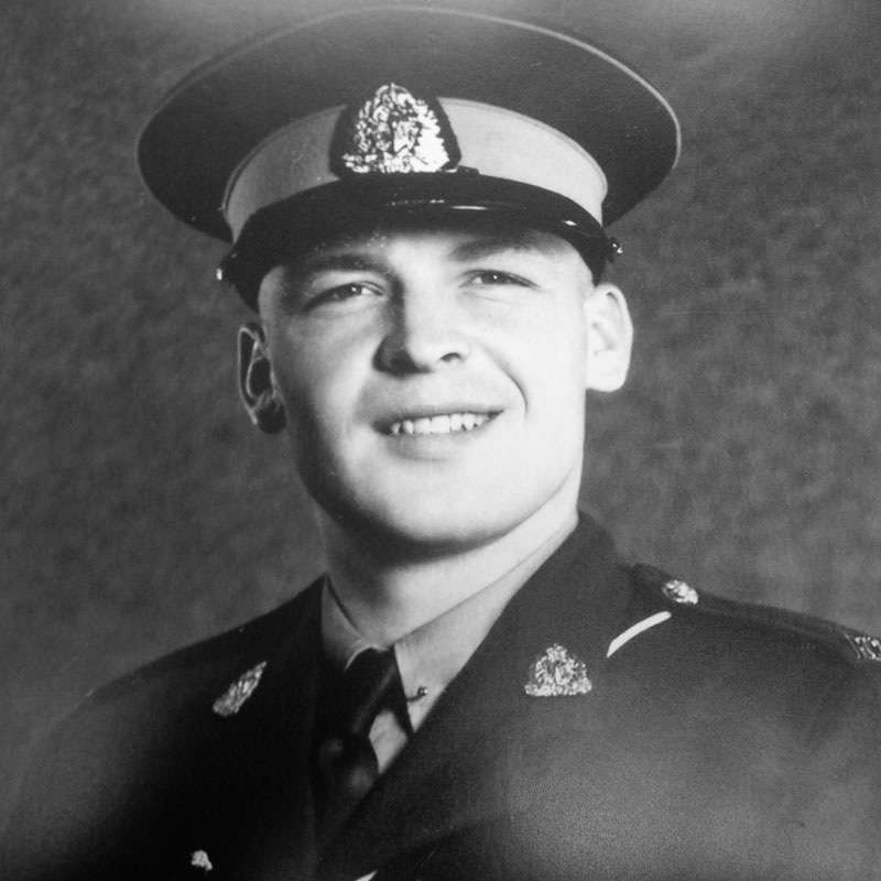 Roy Peterson right out of RCMP training, 1953