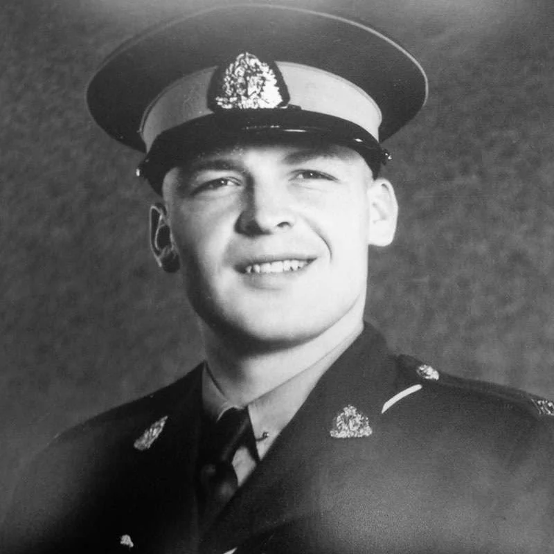 Roy Peterson right out of RCMP training, 1953